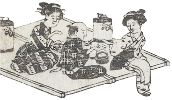 夕涼みの絵では、酒や芝居を楽しむ男女、からくり仕掛けの箱をのぞき込む子どもなど、京の人々の余暇が生き生きと描かれている。