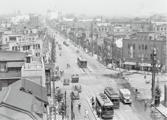 昭和11年（1936年）ごろの四条河原町交差点 黒川翠山撮影写真資料／京都府立京都学・歴彩館蔵